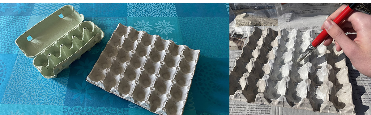 ETAPE 1 : Construire le support en boite d’œufs